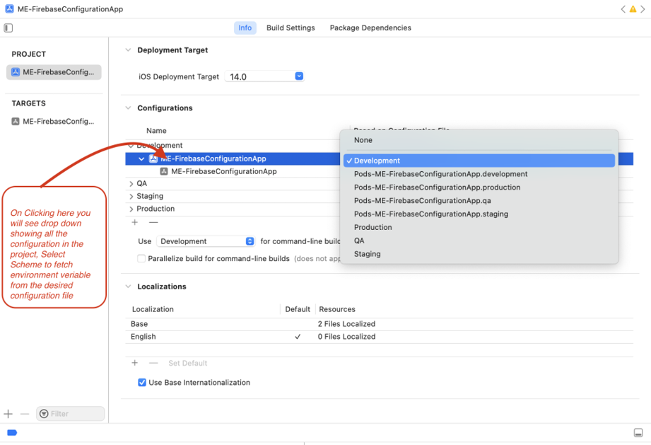 Link configuration file for environment